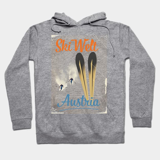 Skiwelt Austria Ski poster Hoodie by nickemporium1